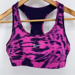 Nike DriFit Racerback Sport‎ Bra Sz M Performance Swoosh Pink Purple Tie-Dye ￼